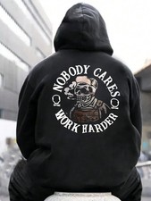 Men's loose "Nobody Cares Work Harder" hoodie