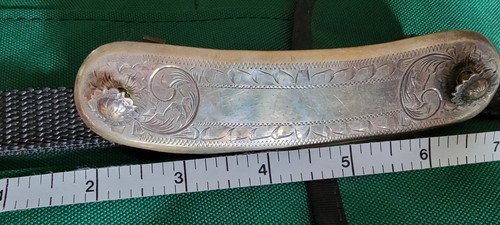 *VOGT* STERLING Silver Western Saddle Cantle Plate Collectible w Conchos BOLTS - Bild 4 von 19