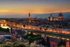 Laminated Florence Italy at Dusk with Cathedral of Saint Mary of the Flower Phot