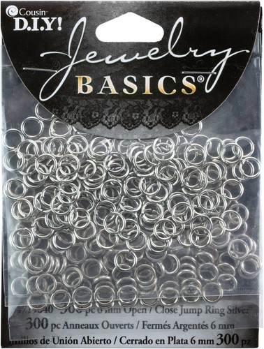 CousinDIY Schmuck Grundlagen Metallzubehör 300/Pkg - Silber Biegeringe 6 mm