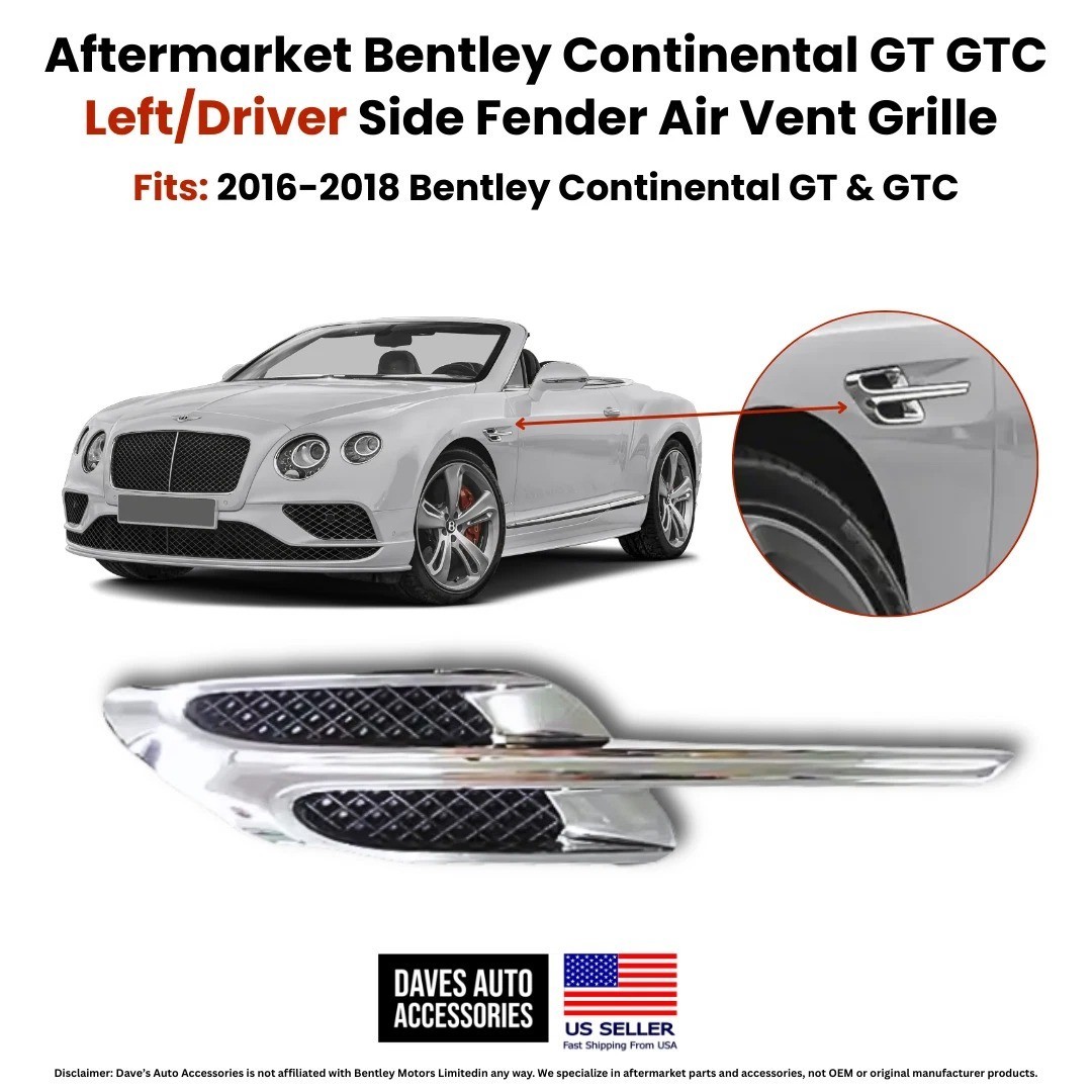 Bentley Continental GT GTC Left Fender Vent Grille Driver Side