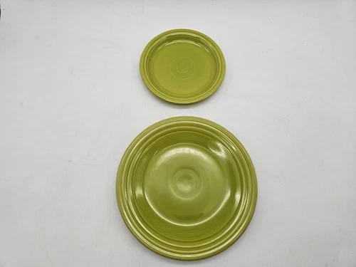 Fiesta Ware 2 Piece Salad And Dessert Plate in Lemongrass Chartreuse