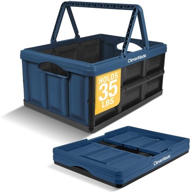 Collapsible Shopping Basket 32L   Folding Grocery Basket with Handles, Stacka...