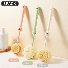 3 Pack Dual-Sided Back Scrubber for Shower Long Handle Body Brush Deep Clean NEW