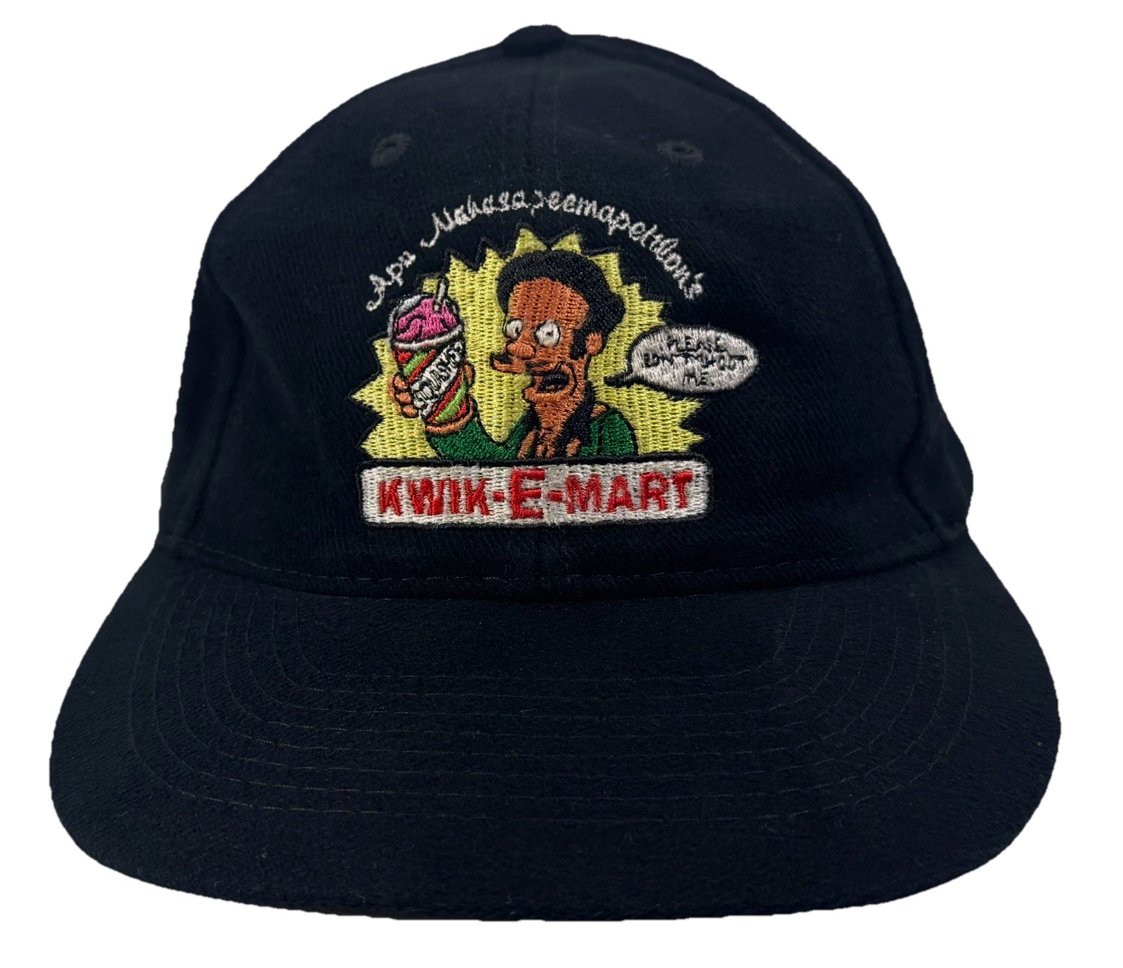 Vtg 1996 Simpsons Apu Kwik E Mart Curry Squishee Adjustable Strap back Hat