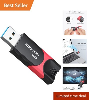 64GB Retractable USB Flash Drive - Sleek Design with High Transfer Rate