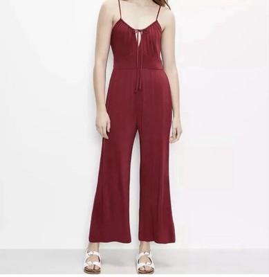 LOFT Beach Red Raspberry Tie Neck Strappy Jumpsuit NWT Size M