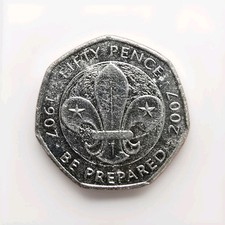 2007 50P COIN RARE SCOUT MOVEMENT BE PREPARED 100TH ANNIVERSARY FIFTY PENCE
