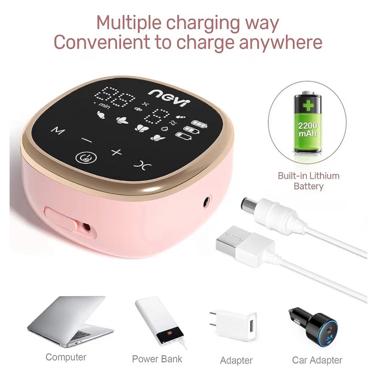 NCVI Electric Breast Pump 8782, Portable Hospital-Grade Double Pump with 4 Modes