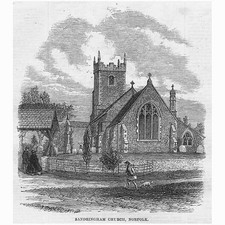 SANDRINGHAM Church Norfolk - Antique Print 1863