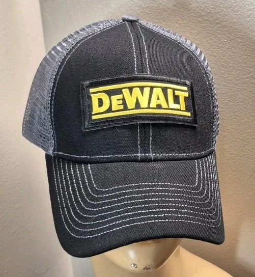 DEWALT HAT Black & Gray Mesh Structured Baseball Cap Adjustable DEWALT Hat