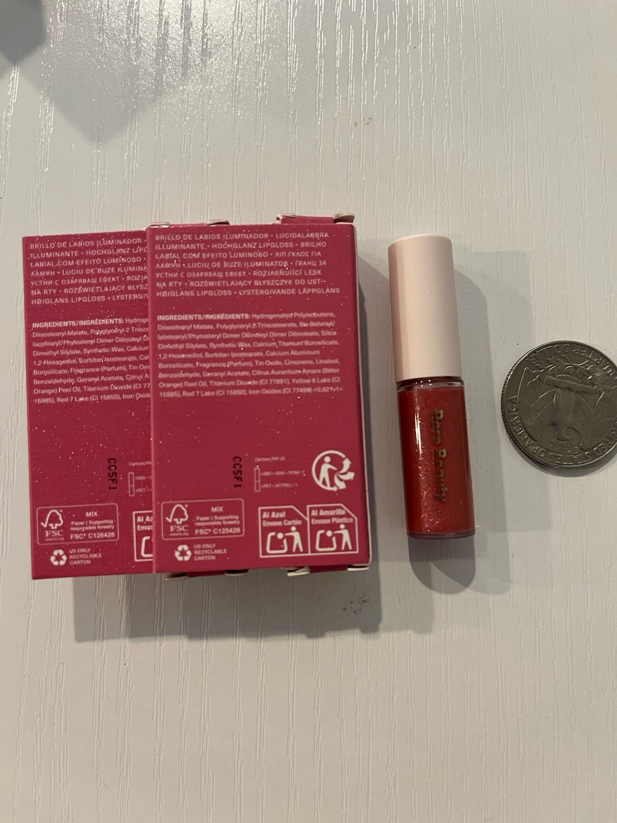 2 X Rare Beauty Light Luminizing Lip Gloss “Glimmer” Travel Size New 0.047 oz