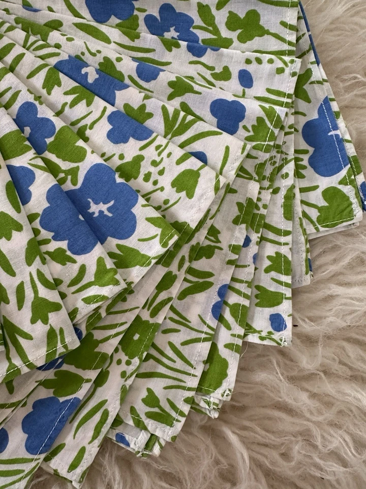 Lot 12 Serviettes De Table Rétro Fleurie 70's Vintage - Photo 3/4