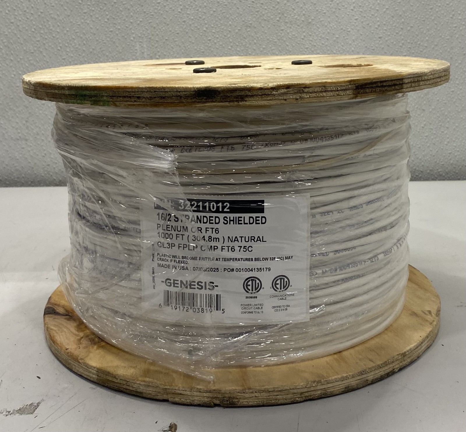 Honeywell Genesis 16/2 Overall Shielded Cable Beige 1000Ft 32211012