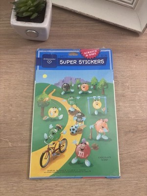 Vintage Hallmark Ambassador Super Stickers Scratch & Sniff M&M's Two Sheets