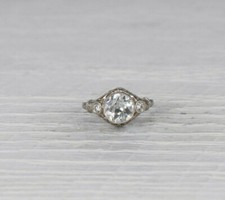 1.89Ct White Round Bezel Set CZ Antique Engagement Ring 925 Sterling Silver