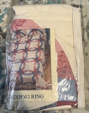 Vtg Double Wedding Ring Hand Quilted sham quilt new rare 29.5 x 23