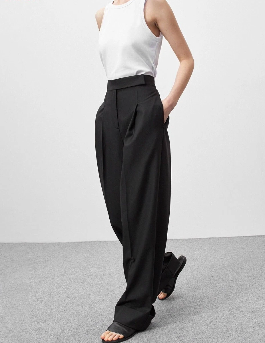 Broadstar Black Relaxed Fit High Rise Formal Trousers