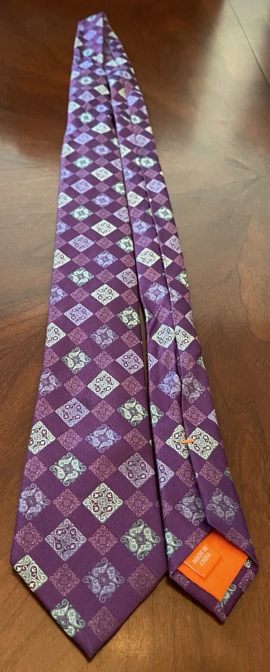 Tallia Purple Blue 100% Silk Men’s Neck Tie Made In China - Image 3 of 4