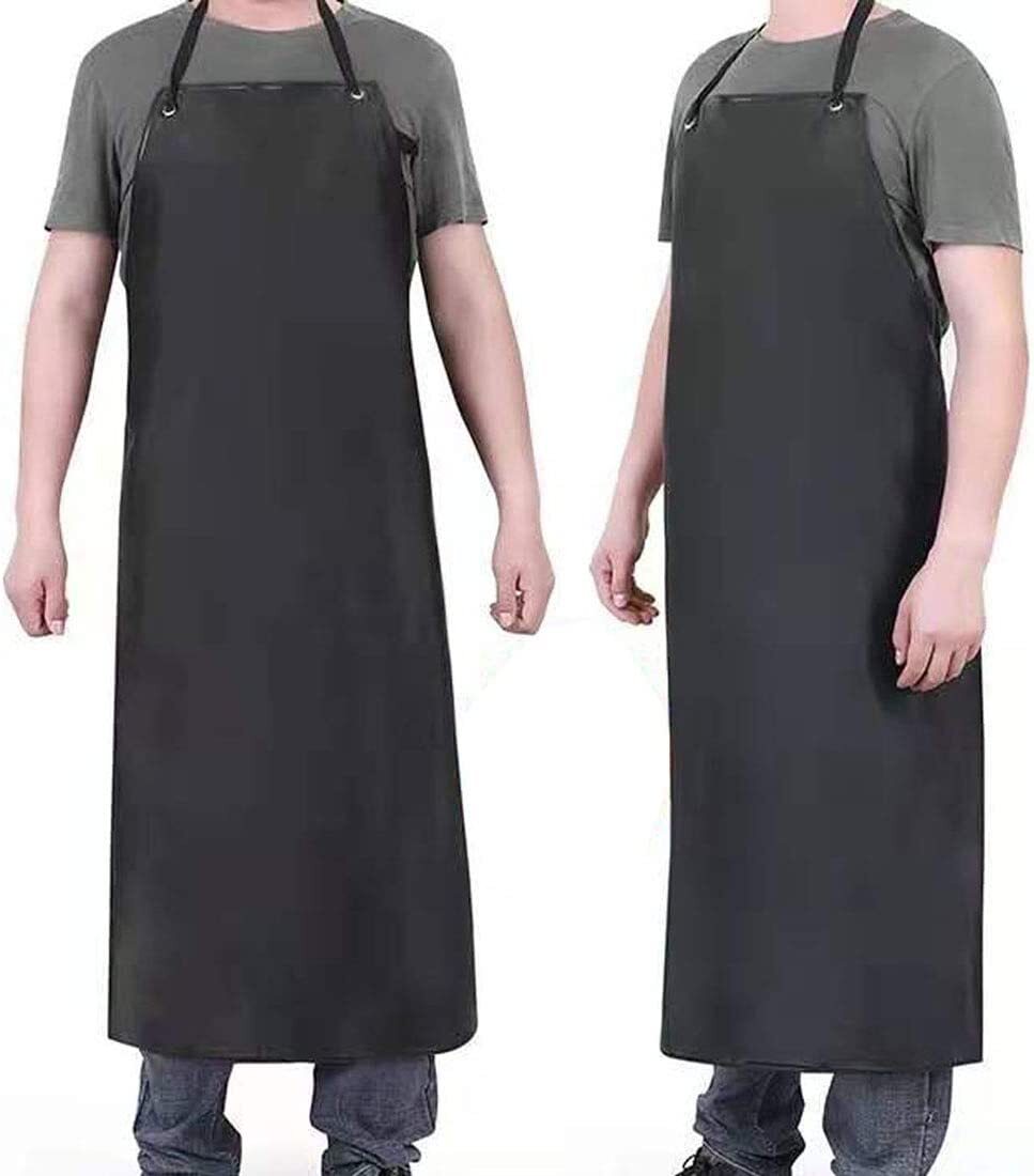 43x29 Inch Waterproof Rubber Vinyl Work Apron Heavy Duty Men's Black
