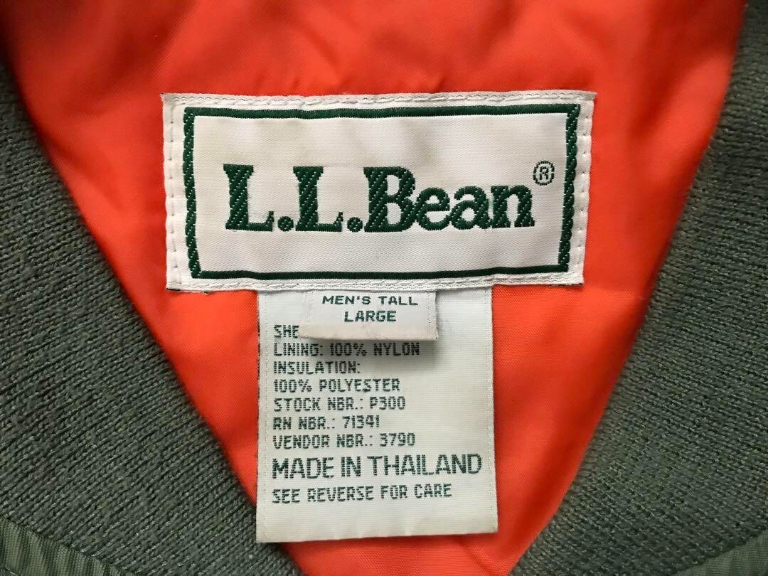 LL Bean Vintage Ma-1 Zip up Flight Jacket Size L Tall Men's LL Bean Vintage Ma-1 Zip up Flight Jacket Size L Tall Men's