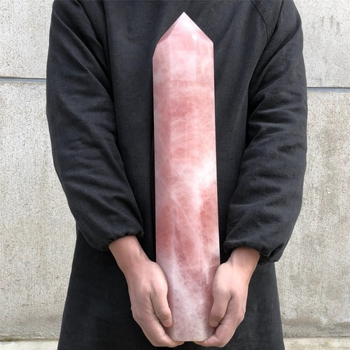 19.5LB NNatural Rose Quartz Crystal Obelisk Wand Point Cystal Reiki Tower Heal - Picture 7 of 19