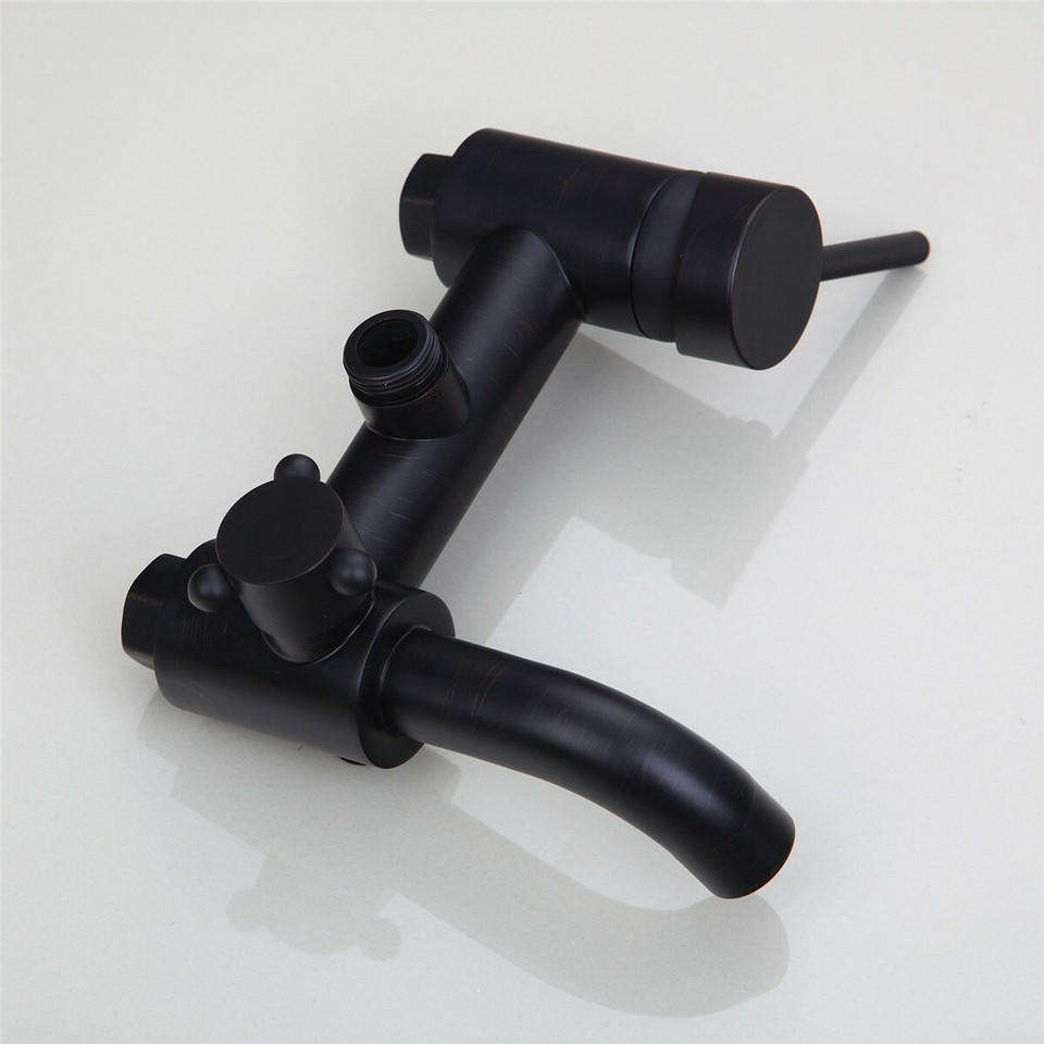 Bathroom 8"black Wall Mounted Shower Tap System with Tub Faucet Ceramic ...