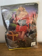 Dreamgirl 3x 4x Pirate Wench Costume Cold Shoulder Corrset Headband Euc