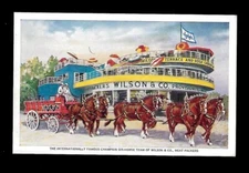 c1934 Postcard Wilson & Co. Six Horse ClydedaleTeam Exhibit