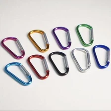 10Pcs 1.8In Aluminum Carabiner D Shape Spring Clip Keychain Buckle Snap Key Hook
