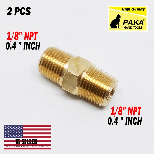 (2) Brass Pipe Nipple 1/8" Male NPT X 1/8" Male NPT Fitting Fuel,Oil
