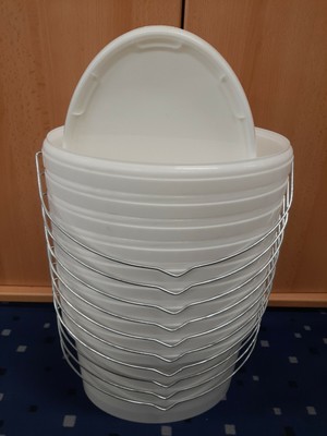 10x 2,5 ltr Leereimer Kunststoffeimer Plastikeimer Eimer leer weiß mit Deckel 