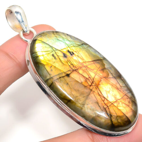 Labradorite Gemstone 925 Sterling Silver Jewelry Gift Pendant 2.26" D274 - Picture 1 of 4