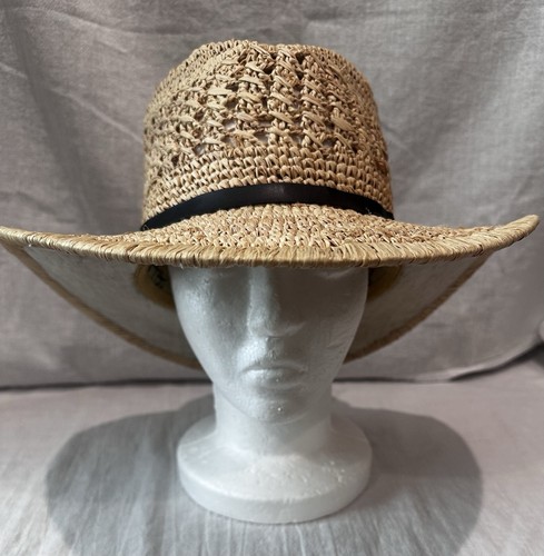 New Scala Men's Fine Crochet Raffia Outback Medium - Picture 3 of 11