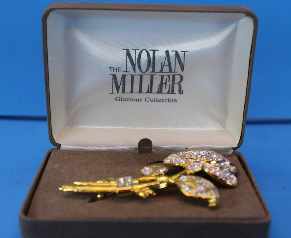 Винтажная Nolan Miller Гламурная Коллекция Золото ЛЮБОВЬ Розовые Стразы Брошь Коробка с Сертификатом подлинности 4" - Изображение 4 из 4