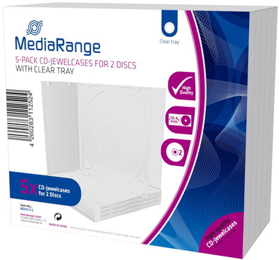 10 Mediarange CD Hüllen 2er Jewelcase 10,4 mm für je 2 BD / CD / DVD transparent