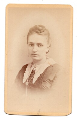 Antique CDV Circa 1870s Louis Nagel Young Lady In Dress Hoboken