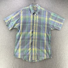 L.L. Bean Mens Button Down Medium M Plaid Classic Fit Oversized Camisa USA Made
