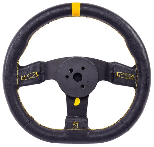 JEGS 70437 Premium Racing Steering Wheel, Black 3-Spoke with Black Wrap [13 in. - Imagen 3 de 6