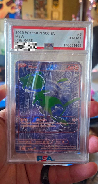 Mew B/RGB 30th Anniversary Edition Super Rare PSA 10 English / POP 8