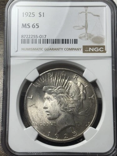 1925 $1 NGC MS-65 Peace Silver Dollar