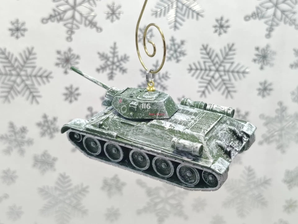 Enfeite de Natal personalizado tanque soviético T34/76 8º exército batalha pela guerra de Stalingrado - Imagem 3 de 4