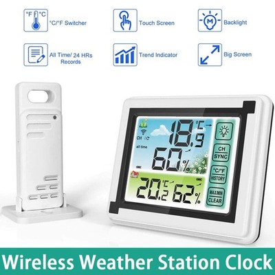 Digital LCD Thermometer Wireless Indoor & Outdoor Weather Station Clock Calendar