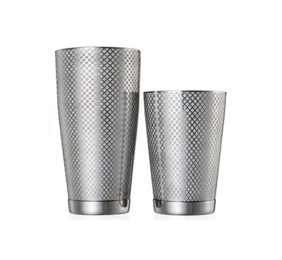 Mercer Culinary M37200 Barfly 28 oz Diamond Lattice Etched Cocktail Shaker Set