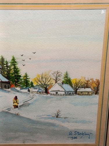Vintage Signed Watercolor Yorkshire Dales Church in Winter Countryside Framed - Picture 8 of 17