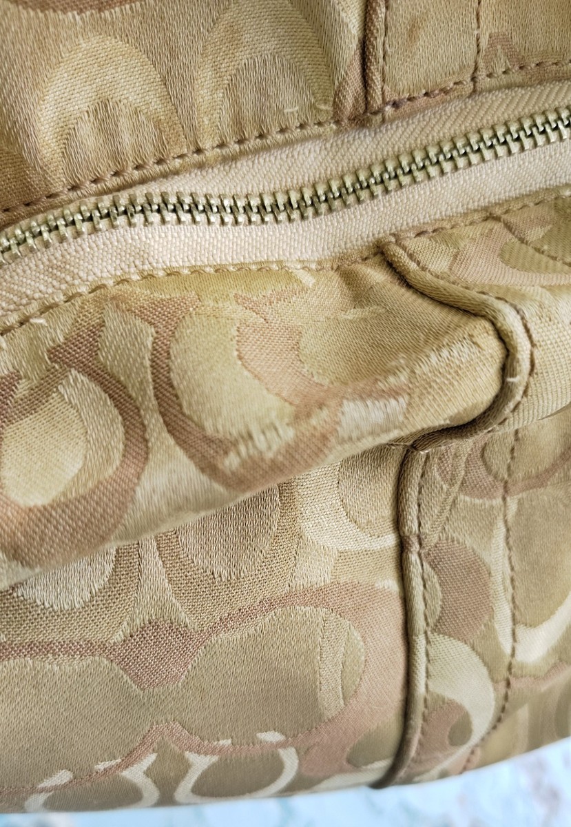 Coach Vintage LARGE F13981 Carly Beige Signature C & Leather 