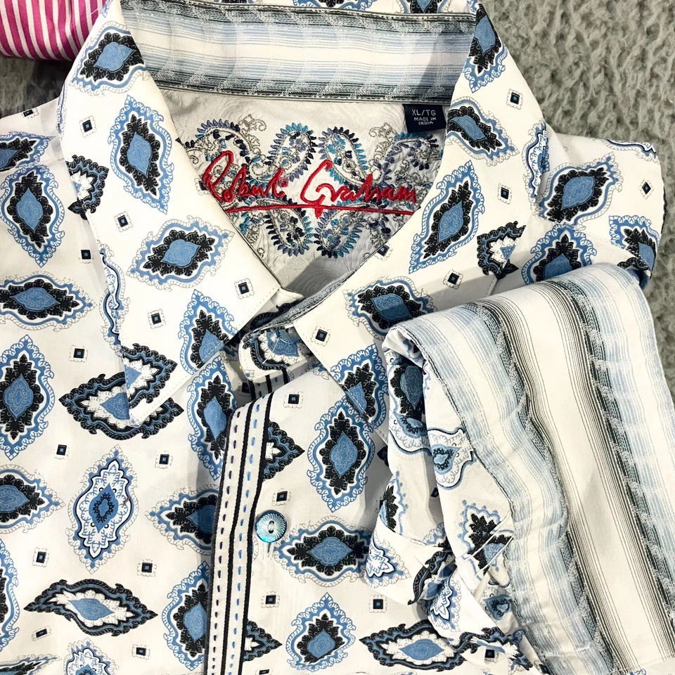 Lote De 7 Camisas Robert Graham Para Hombres XL Abotonadas Manga Larga Puños Abatibles Patrón Foto 4 de 4