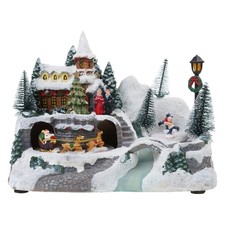 Christmas House Figurine with Led Light Music Statue Ornament