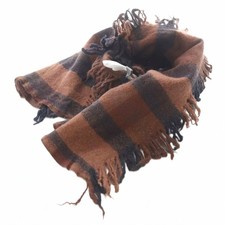   Khadi and co Wool check fringe scarf brown /SR Ladies Vector clothes 