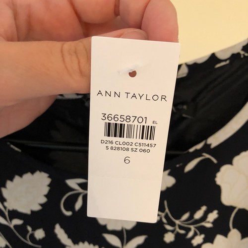 Ann Taylor NWT Women's Black White Floral Flounce Mini Dress Size 6 - Picture 5 of 10